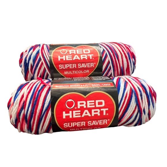 Red Heart Lot Of 2 Skeins Yarn Stars & Stripes 4 Ply Red White Blue Acrylic NEW - Picture 1 of 7